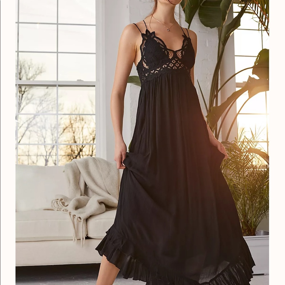 Free People One Adella Lace Detail Strappy Maxi Dress. Size XS